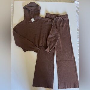 Pink Rose Chocolate Knit Sweater Set